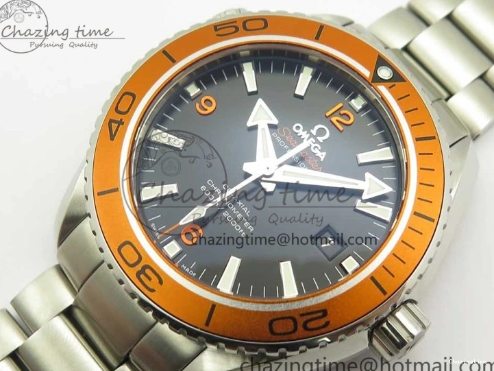 0128 Tailored Planet Ocean Professional Orange Bezel 45.5mm 1:1 VSF Best Edition on SS Bracelet A8500 Super Clone (2 Straps) 7950